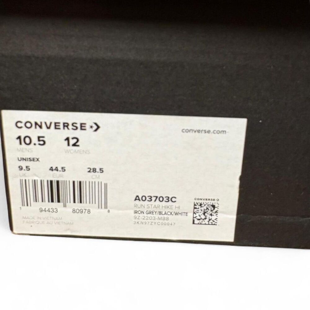NIB Converse Run Star Hike Hi Iron Gray Platform Sz 10.5M/12W Chunky Gum Sole - Picture 13 of 13